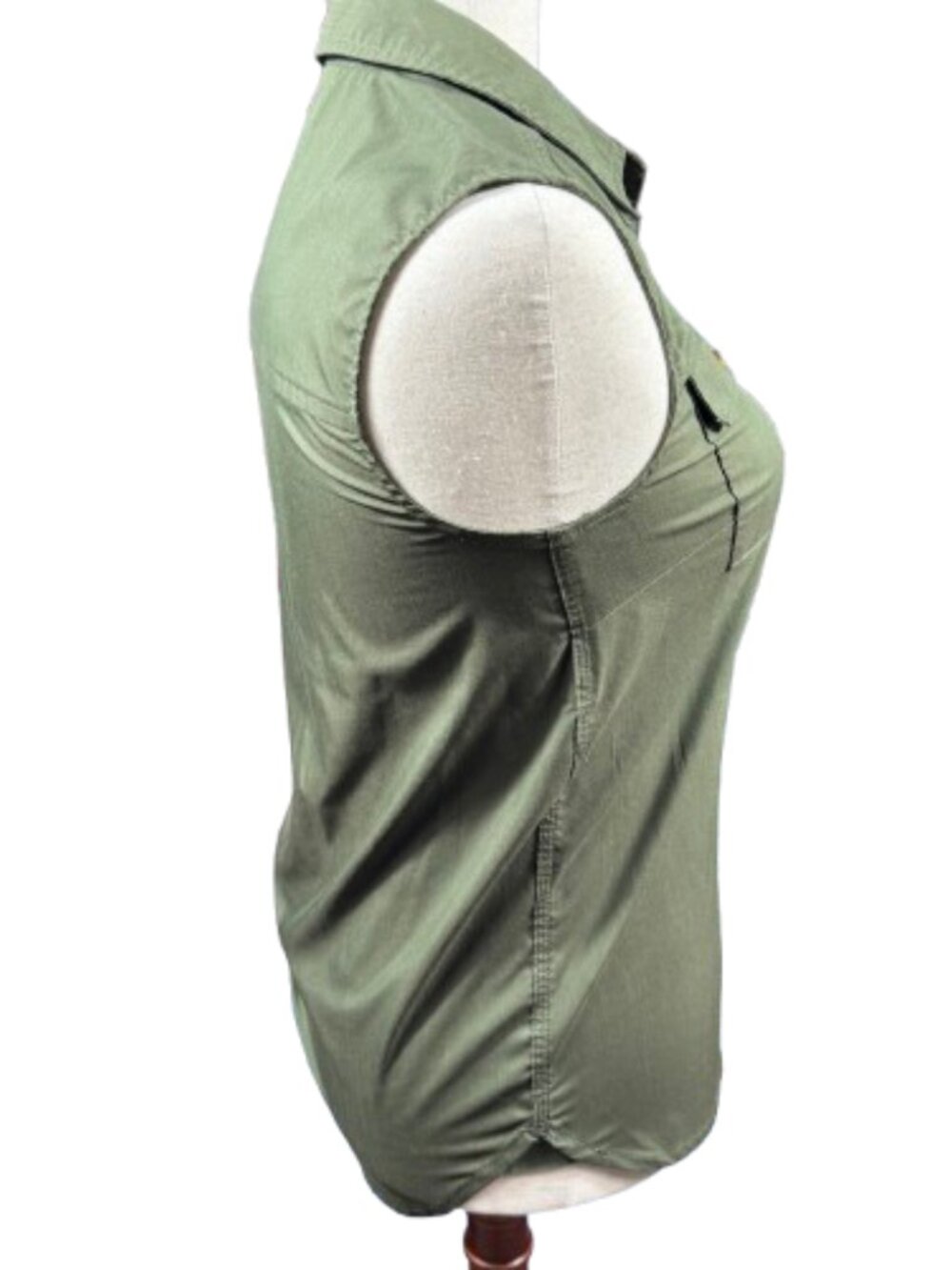 Carhartt Women’s Sleeveless Button Up Collared Green Gorpcore Granola Top (SZ M) - Picture 6 of 13